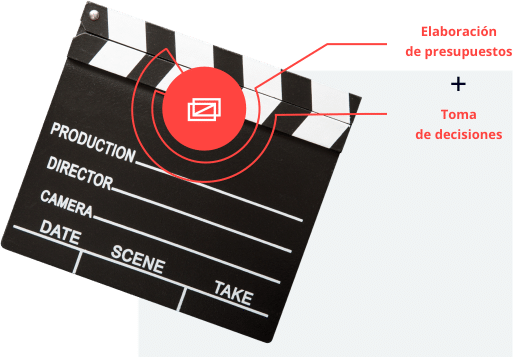 Claqueta y texto informativo sobre el Curso de Producción Audiovisual